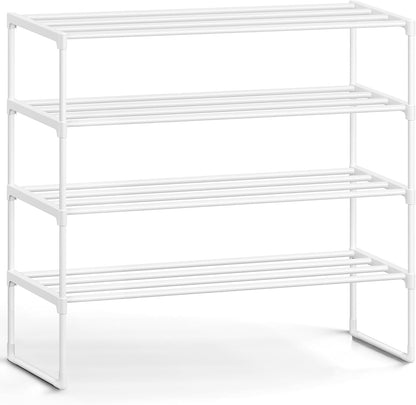 Shoe Rack, 3-Tier Shoe Organizer, Metal Storage Shelf, Upright or Upside Down, for 16-20 Pairs, Stackable, for Entryway, 11.8 x 36.2 x 21.7 Inches, Black ULSA303B02