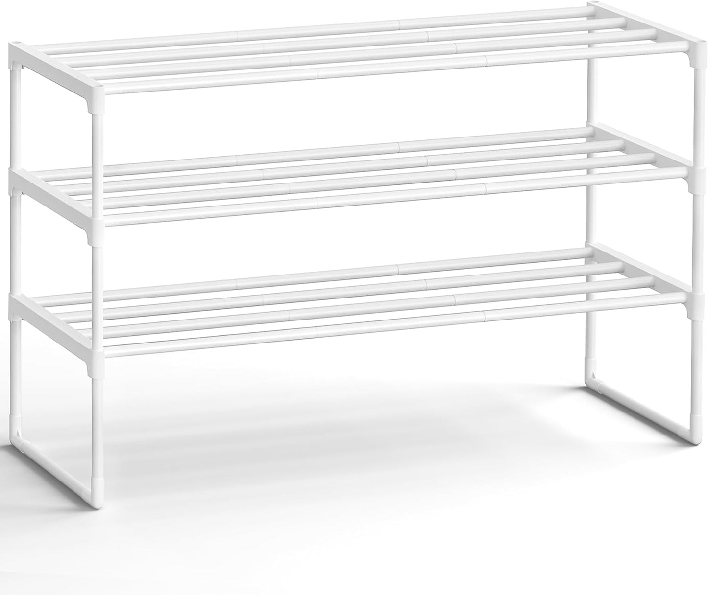 Shoe Rack, 3-Tier Shoe Organizer, Metal Storage Shelf, Upright or Upside Down, for 16-20 Pairs, Stackable, for Entryway, 11.8 x 36.2 x 21.7 Inches, Black ULSA303B02