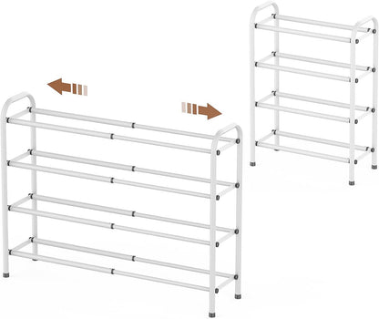 Shoe Rack for Closet, Expandable Shoe Organizer Storage Shelf, Adjustable Metal Free Standing Small Closet Shoe Rack for Entryway, Doorway (3-Tier Black)