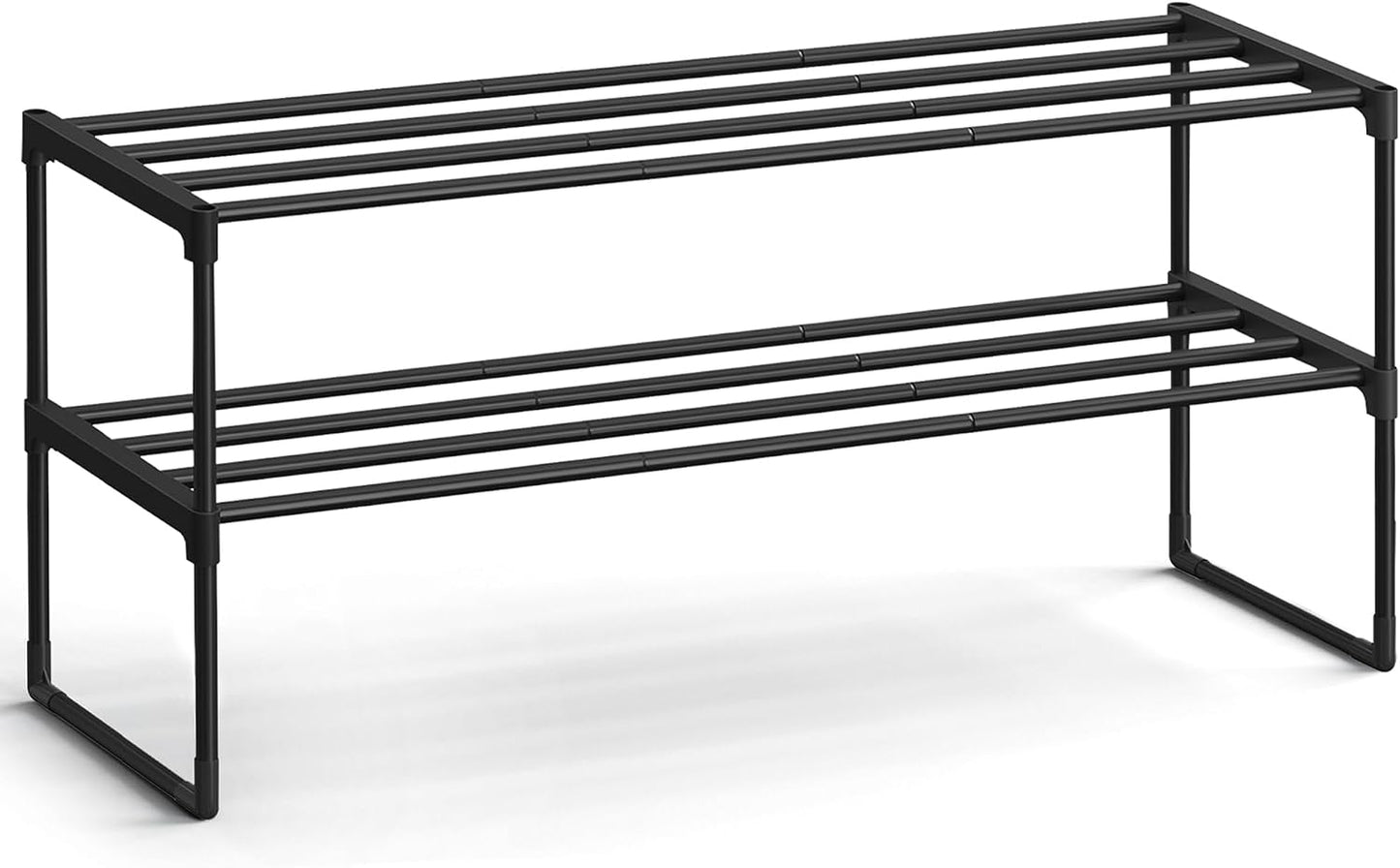 Shoe Rack, 3-Tier Shoe Organizer, Metal Storage Shelf, Upright or Upside Down, for 16-20 Pairs, Stackable, for Entryway, 11.8 x 36.2 x 21.7 Inches, Black ULSA303B02