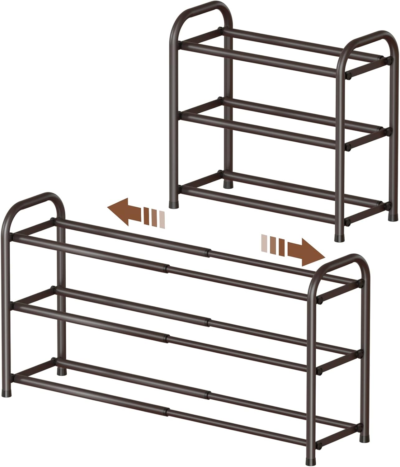 Shoe Rack for Closet, Expandable Shoe Organizer Storage Shelf, Adjustable Metal Free Standing Small Closet Shoe Rack for Entryway, Doorway (3-Tier Black)