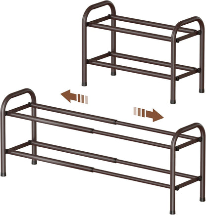 Shoe Rack for Closet, Expandable Shoe Organizer Storage Shelf, Adjustable Metal Free Standing Small Closet Shoe Rack for Entryway, Doorway (3-Tier Black)