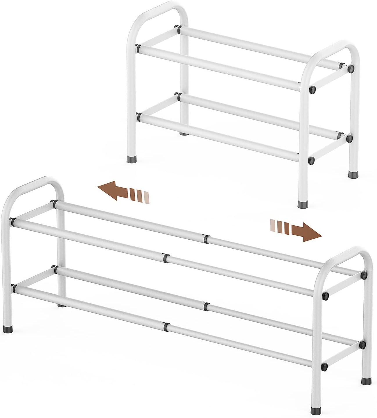 Shoe Rack for Closet, Expandable Shoe Organizer Storage Shelf, Adjustable Metal Free Standing Small Closet Shoe Rack for Entryway, Doorway (3-Tier Black)