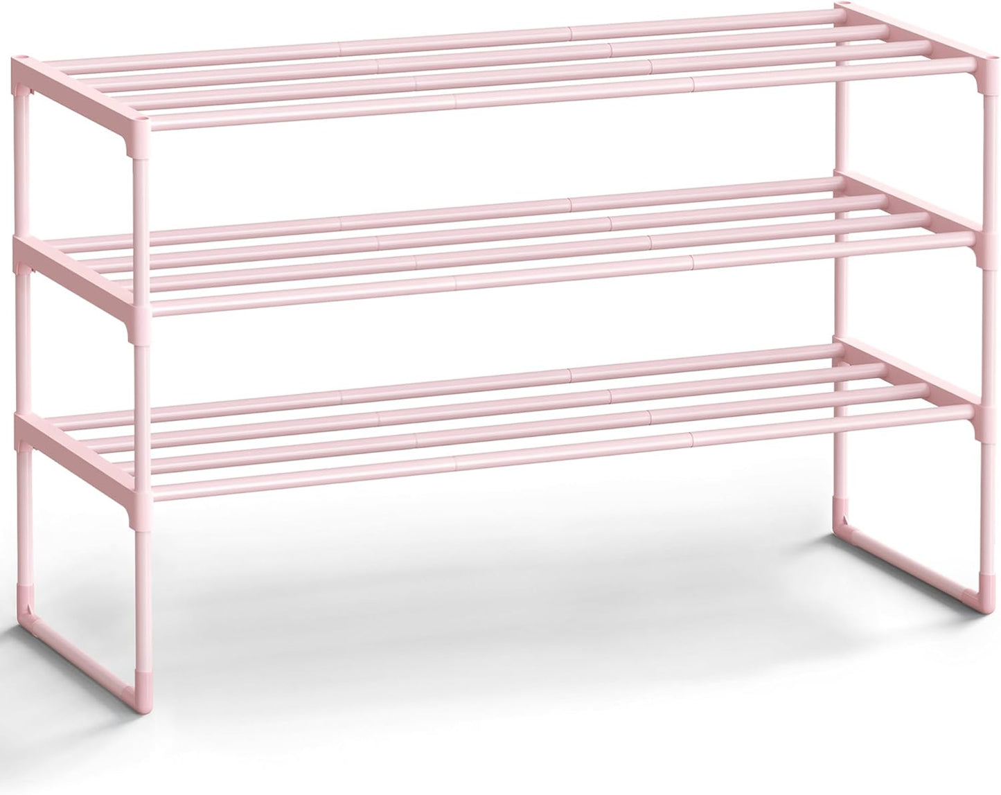 Shoe Rack, 3-Tier Shoe Organizer, Metal Storage Shelf, Upright or Upside Down, for 16-20 Pairs, Stackable, for Entryway, 11.8 x 36.2 x 21.7 Inches, Black ULSA303B02