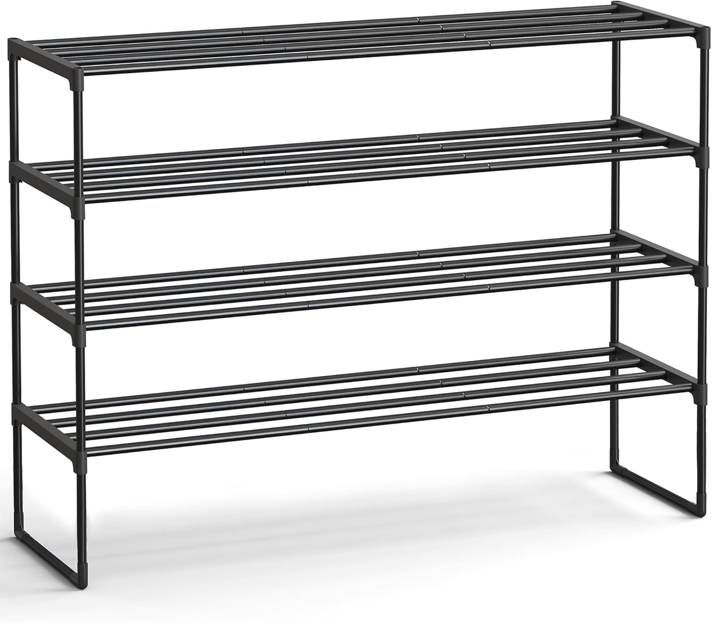 Shoe Rack, 3-Tier Shoe Organizer, Metal Storage Shelf, Upright or Upside Down, for 16-20 Pairs, Stackable, for Entryway, 11.8 x 36.2 x 21.7 Inches, Black ULSA303B02