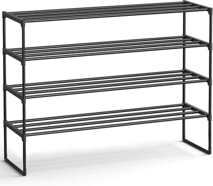 Shoe Rack, 3-Tier Shoe Organizer, Metal Storage Shelf, Upright or Upside Down, for 16-20 Pairs, Stackable, for Entryway, 11.8 x 36.2 x 21.7 Inches, Black ULSA303B02