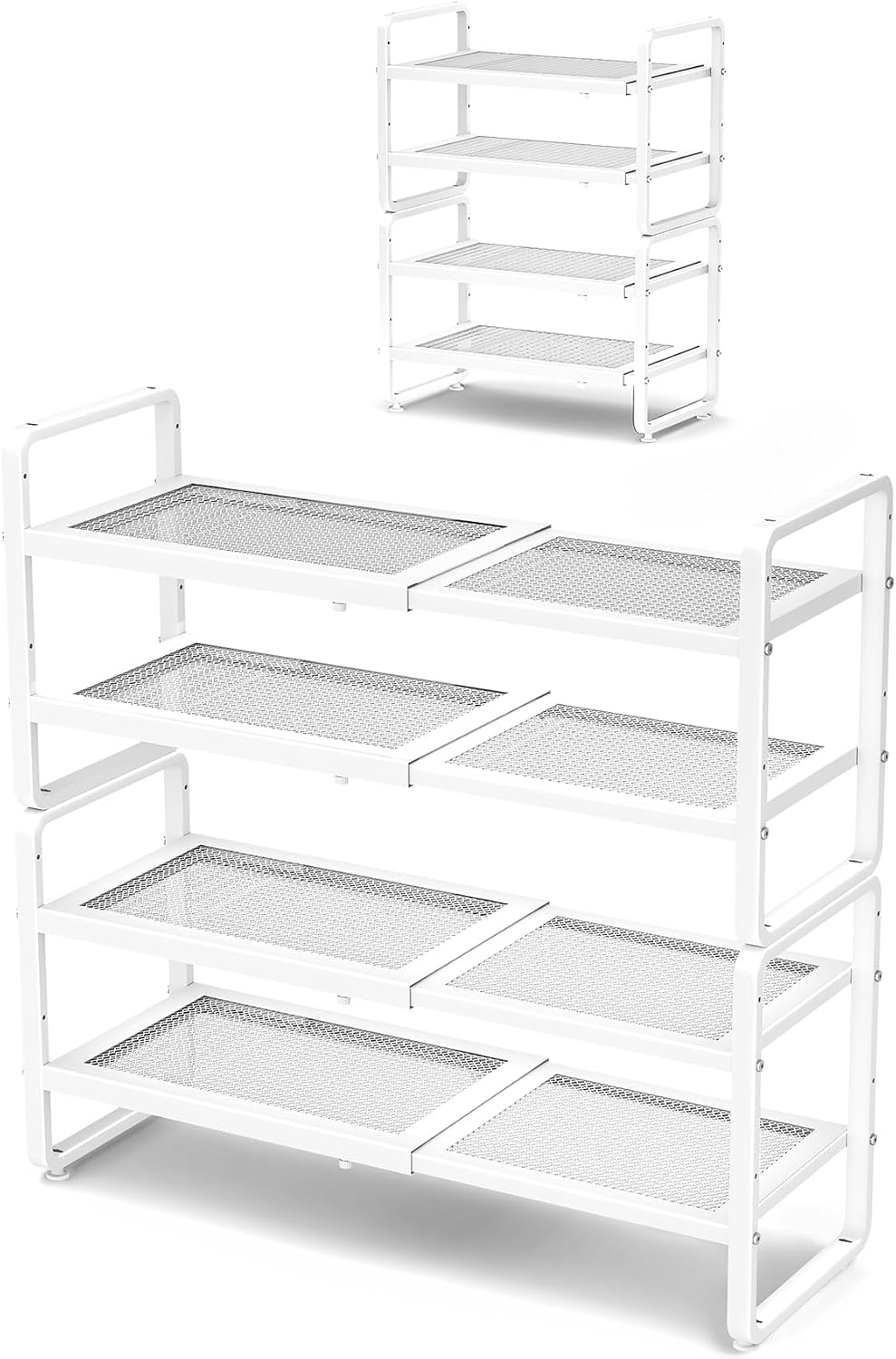 Shoe Rack - Expandable Shoe Organizer for Closet, Adjustable Metal Shoe Shelf Storage, Stackable Long Shoe Stand Holder for Garage, Entryway, Door Entrance (Black, 2-Tier)