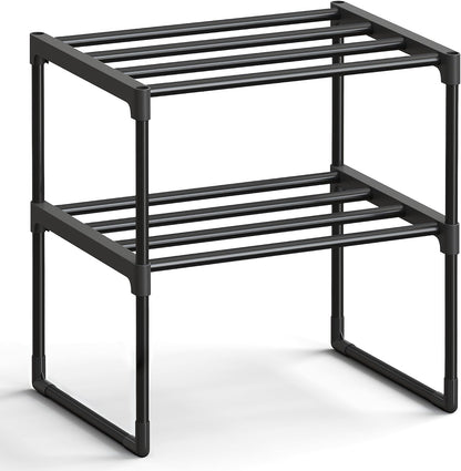 Shoe Rack, 3-Tier Shoe Organizer, Metal Storage Shelf, Upright or Upside Down, for 16-20 Pairs, Stackable, for Entryway, 11.8 x 36.2 x 21.7 Inches, Black ULSA303B02