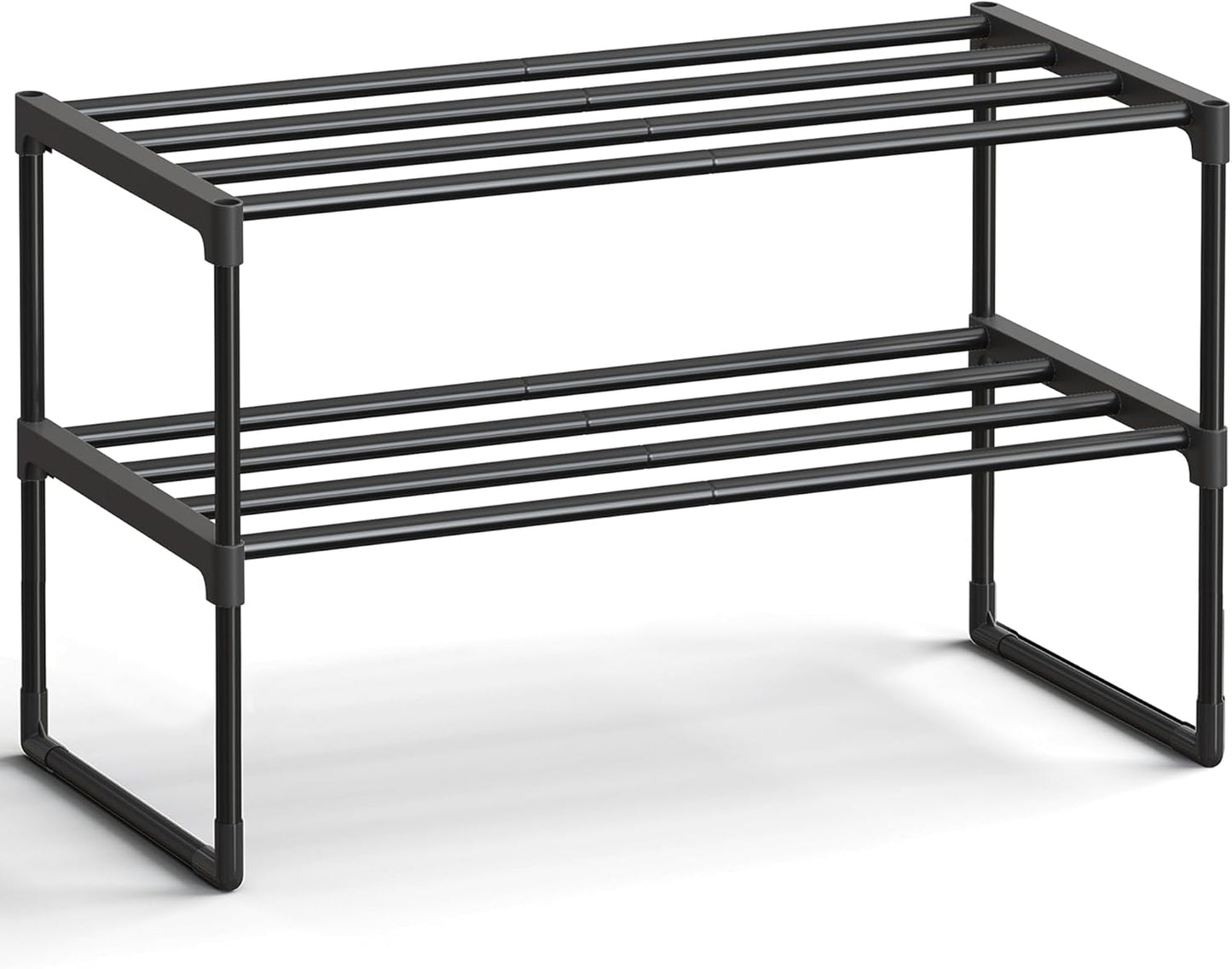 Shoe Rack, 3-Tier Shoe Organizer, Metal Storage Shelf, Upright or Upside Down, for 16-20 Pairs, Stackable, for Entryway, 11.8 x 36.2 x 21.7 Inches, Black ULSA303B02