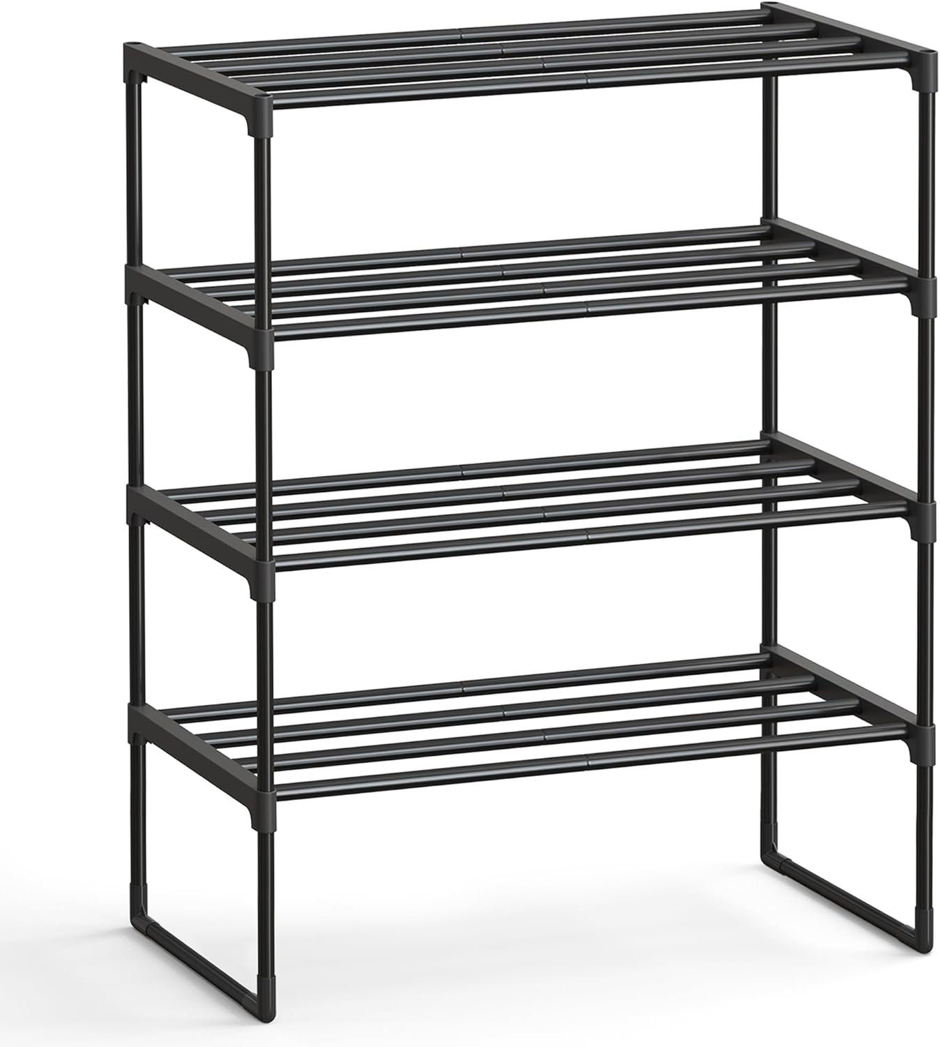 Shoe Rack, 3-Tier Shoe Organizer, Metal Storage Shelf, Upright or Upside Down, for 16-20 Pairs, Stackable, for Entryway, 11.8 x 36.2 x 21.7 Inches, Black ULSA303B02