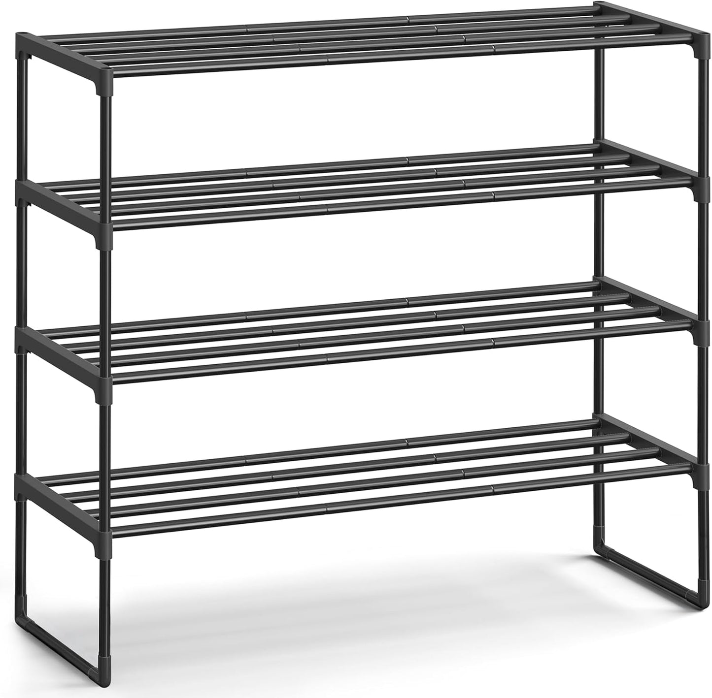 Shoe Rack, 3-Tier Shoe Organizer, Metal Storage Shelf, Upright or Upside Down, for 16-20 Pairs, Stackable, for Entryway, 11.8 x 36.2 x 21.7 Inches, Black ULSA303B02
