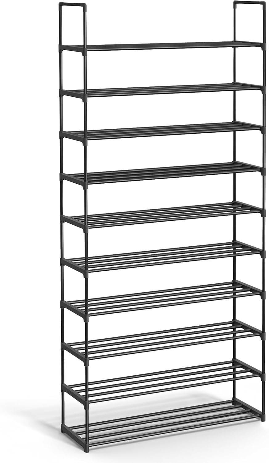 Shoe Rack, 3-Tier Shoe Organizer, Metal Storage Shelf, Upright or Upside Down, for 16-20 Pairs, Stackable, for Entryway, 11.8 x 36.2 x 21.7 Inches, Black ULSA303B02