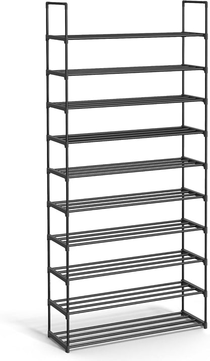 Shoe Rack, 3-Tier Shoe Organizer, Metal Storage Shelf, Upright or Upside Down, for 16-20 Pairs, Stackable, for Entryway, 11.8 x 36.2 x 21.7 Inches, Black ULSA303B02