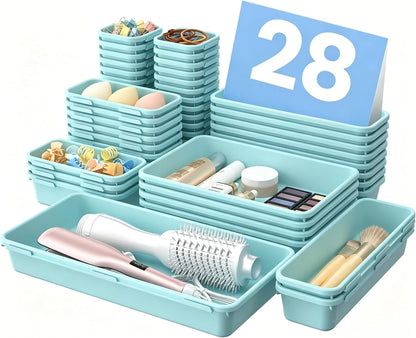 Drawer Organizer, 【𝟱𝗦𝗶𝘇𝗲】 Makeup organizer, 【Holds 177 Items】 Bathroom Organizers and Storage, Organization and Storage, Desk Drawer Organizer for Vanity (Clear)